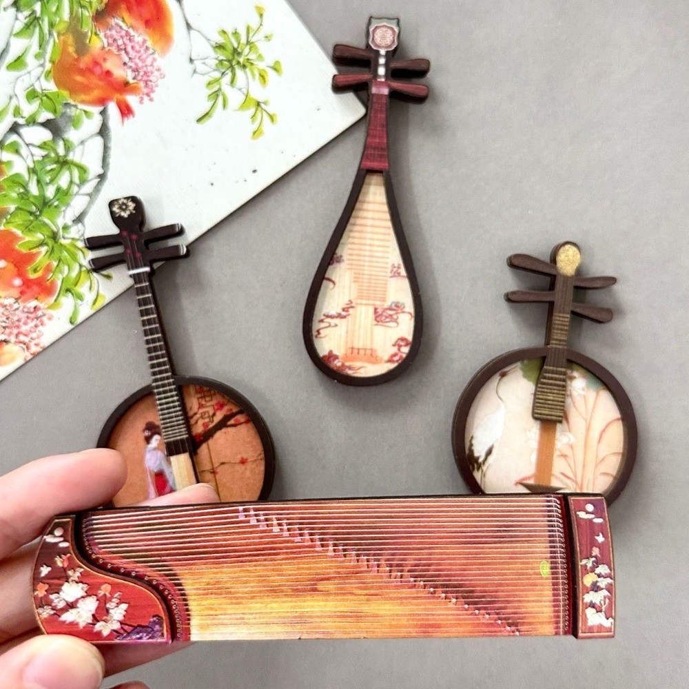Musical Instrument Ancient - Conjunto de 4 Ímãs de Geladeira